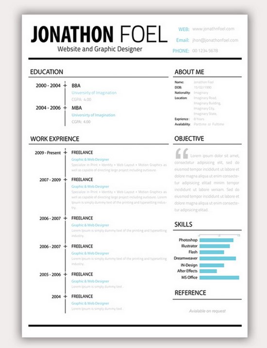Free Creative Resume Design Templates