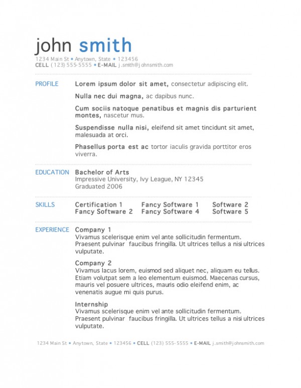 Free Creative Resume Templates Microsoft Word