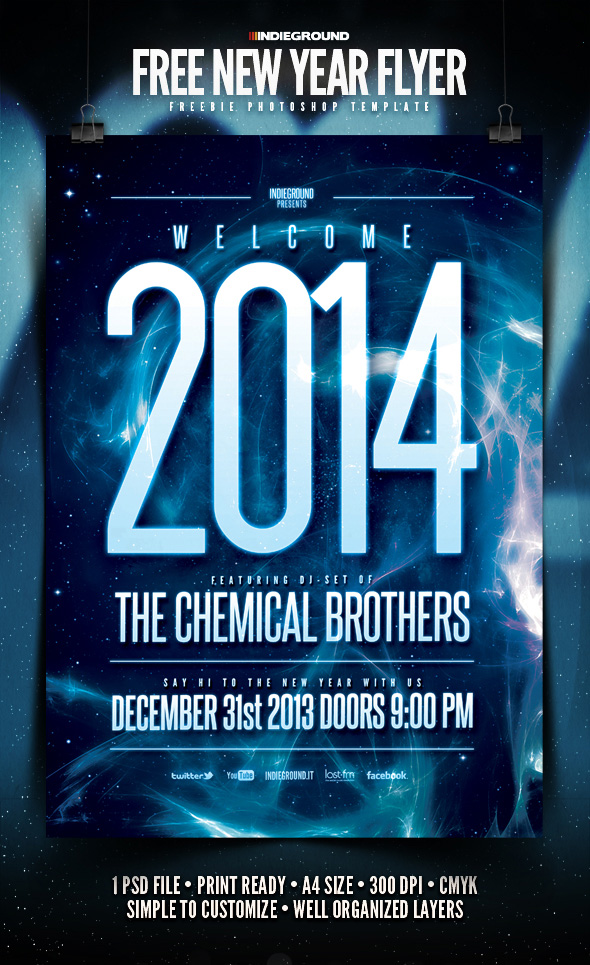 Free New Year Flyer Template PSD