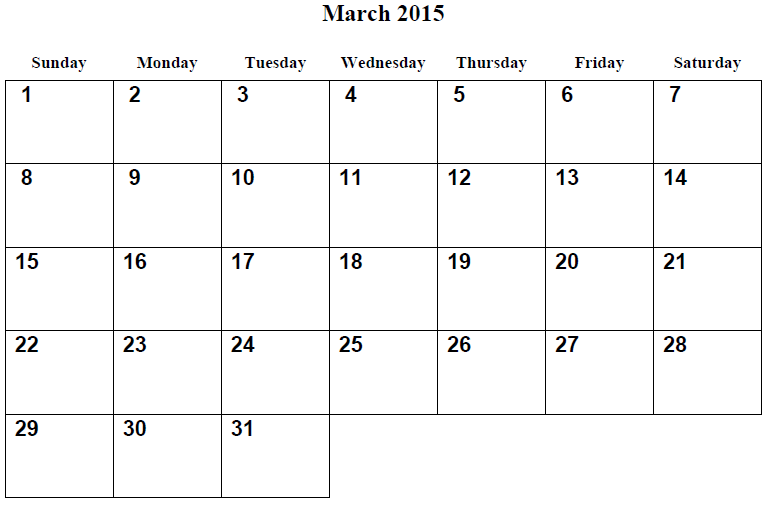 Free Printable Monthly Calendars March 2015 Free Printable Monthly Calendars March 2015