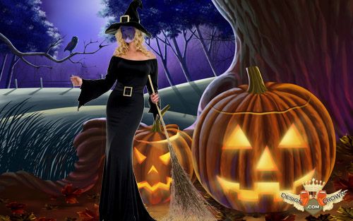 Halloween Witches with Pumpkins