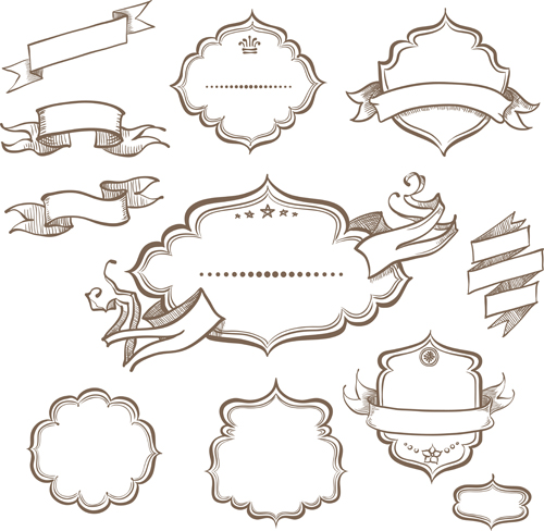 Hand Drawn Vector Ribbons Free Hand Drawn Vector Ribbons Free