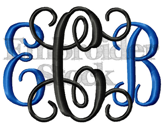 Interlocking Vine Monogram Embroidery Font