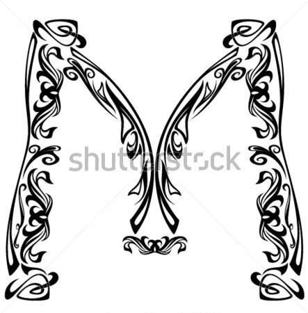 Letter M-Clip Art Black and White