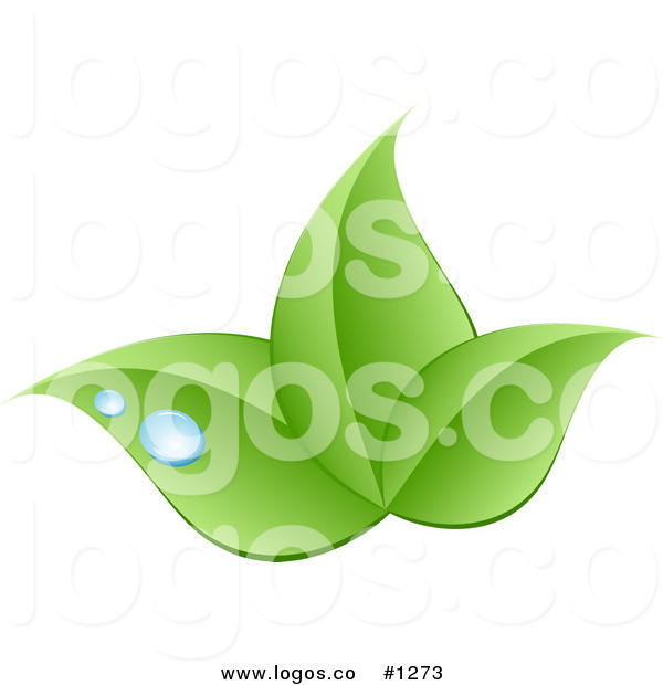 Logo with Three Green Leaves