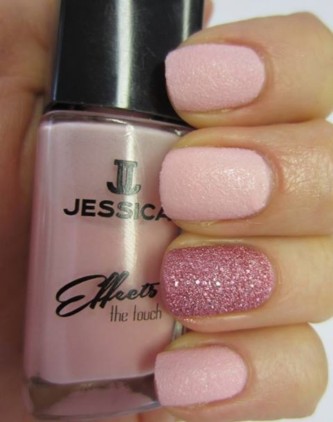 Matte Pink Nails with Glitter