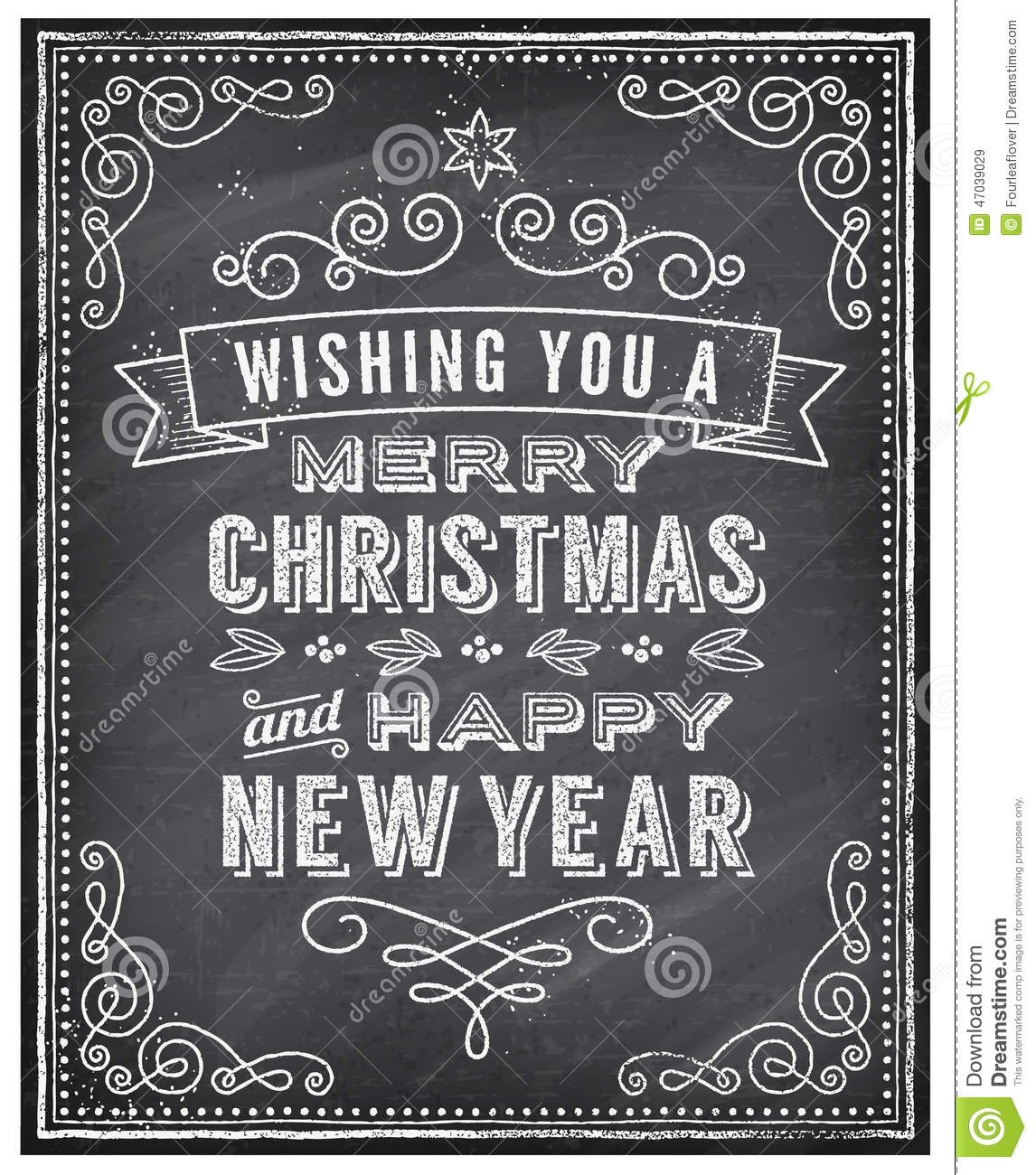 Merry Christmas Chalkboard Art Vector