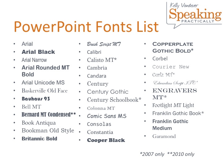 Microsoft PowerPoint 2010 Fonts Microsoft PowerPoint 2010 Fonts