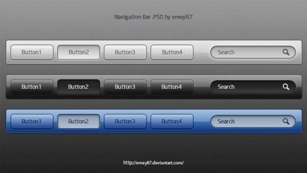 5 Free Navigation Bar PSD Images