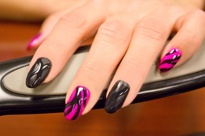 Pink and Black Matte Nail Designs