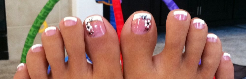 Pink Glitter French Tip Toe Nails