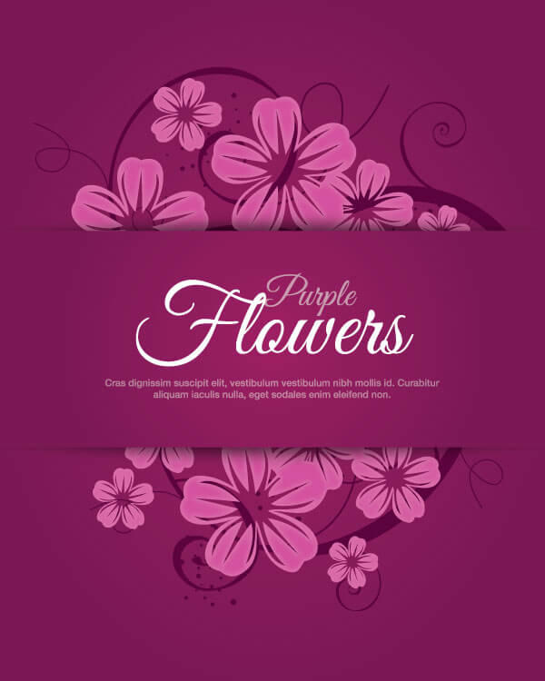 Purple Flower Banner Clip Art