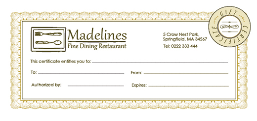 Restaurant Gift Certificate Template