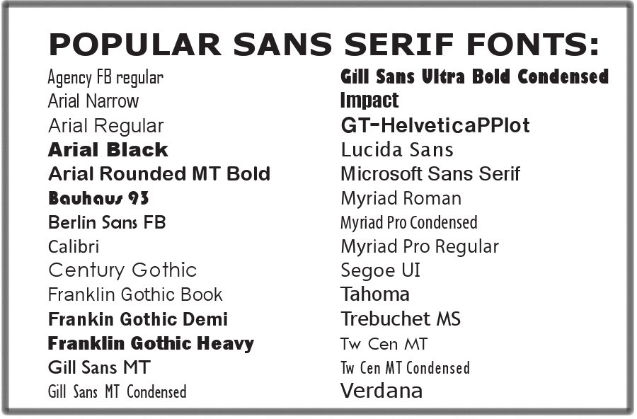 Sans Serif Fonts List