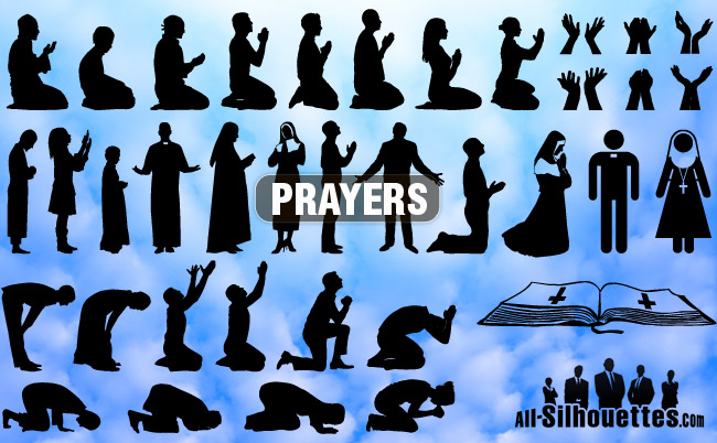 Silhouette People Praying Clip Art