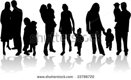 Silhouettes of Children with Parents