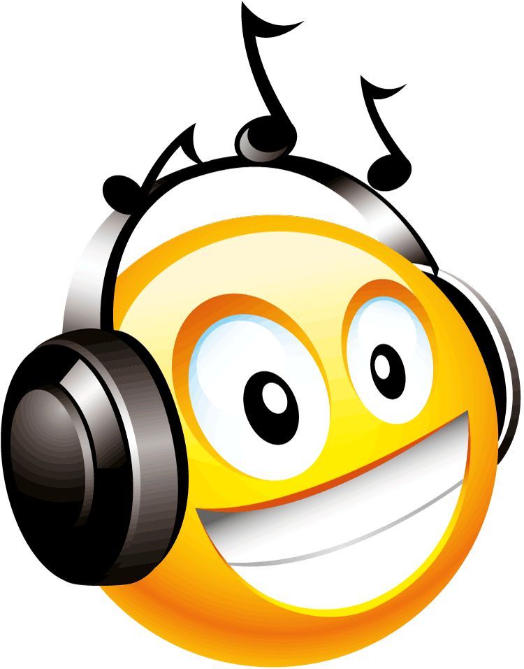 Smiley with Headphones Clip Art