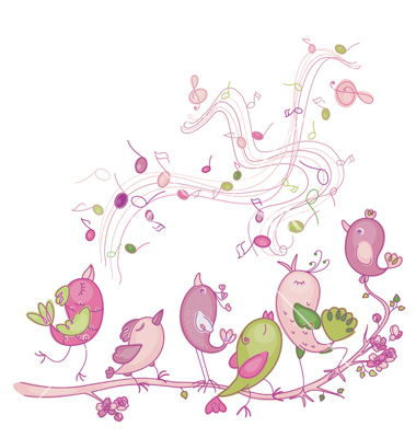 Spring Birds Singing Clip Art