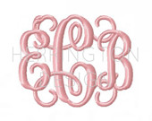 Thick Vine Monogram Font for Embroidery