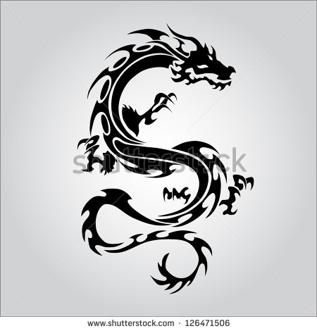 Vector Black Tattoo Dragons