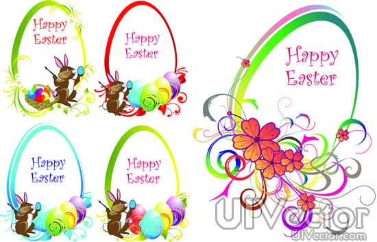 18 Easter Bunny Vector Border Images