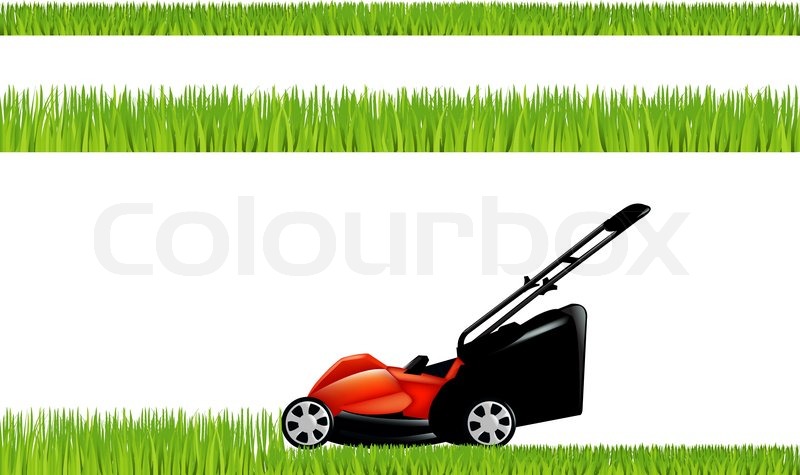 Vector Lawn Mower Cutting Grass