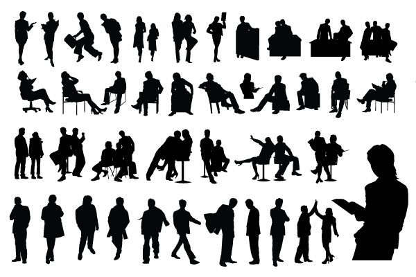 Vector People Silhouettes Sitting