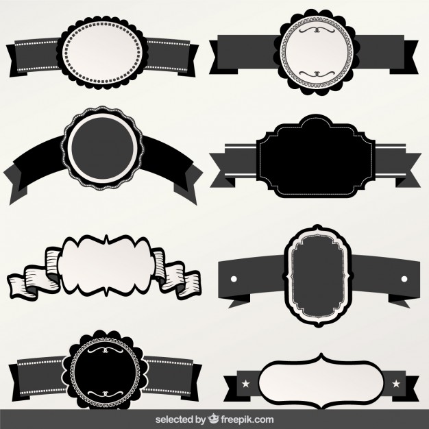 Vector Ribbons Black and White