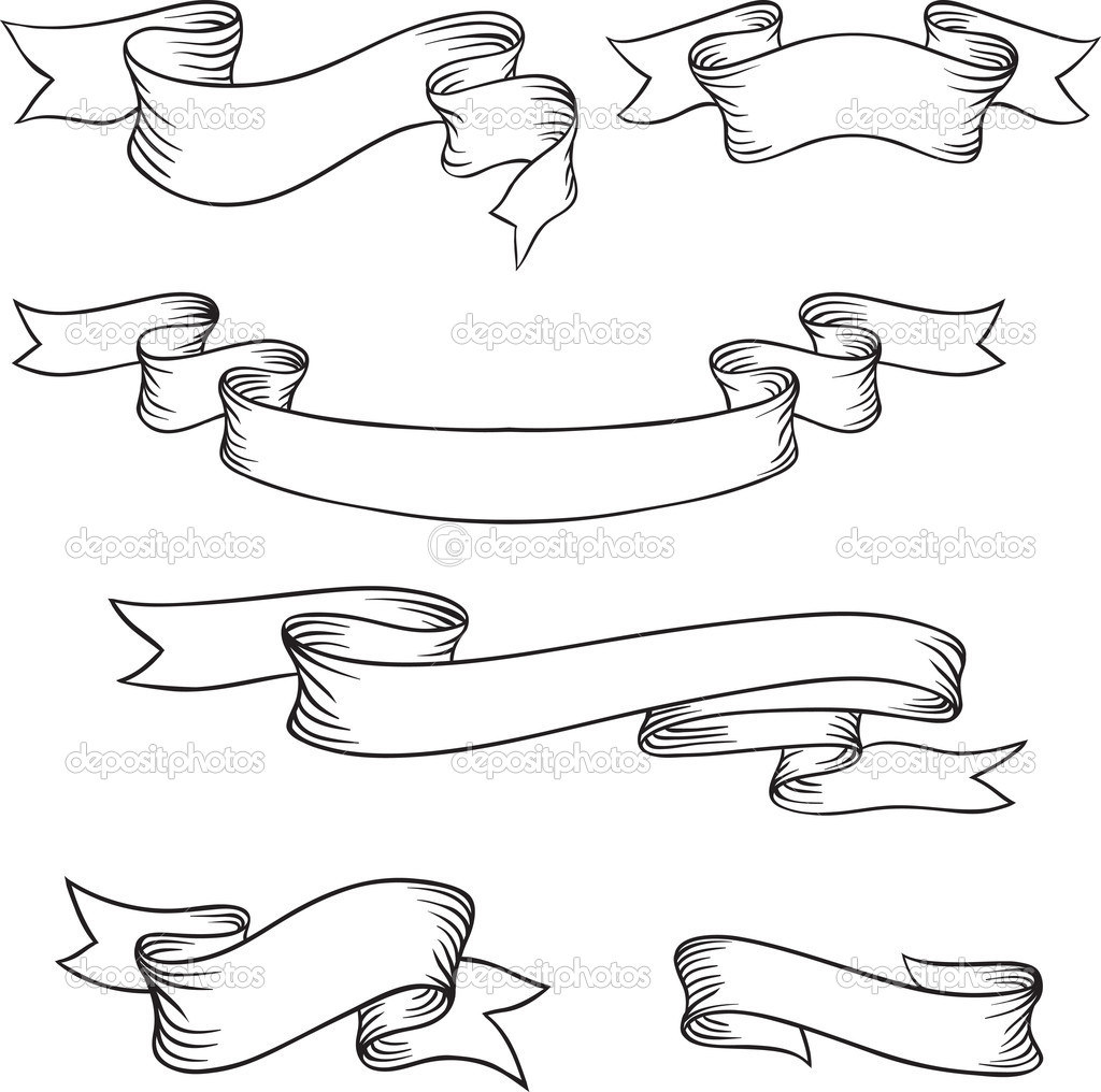 Vector Ribbons Black and White