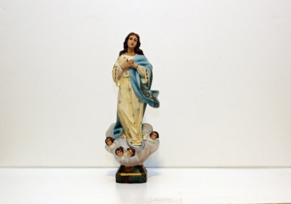 Vintage Chalkware Virgin Mary Statues