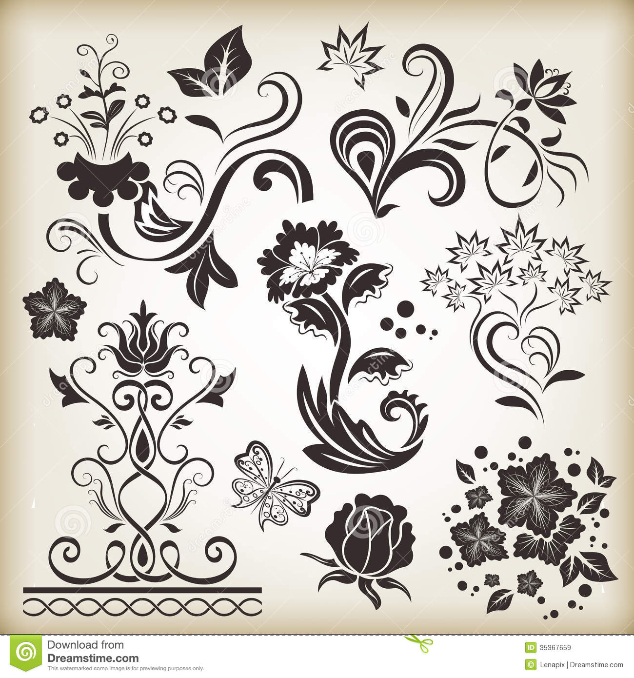 Vintage Floral Design Elements