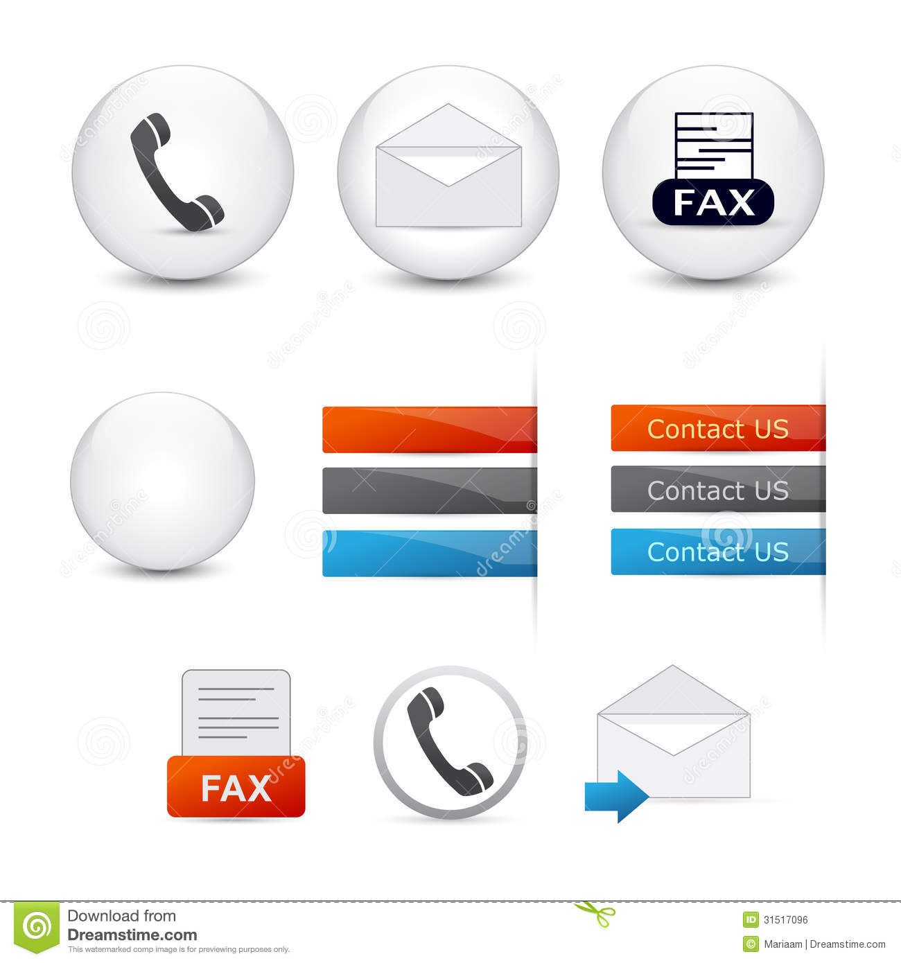 Web Icons Email Phone Fax