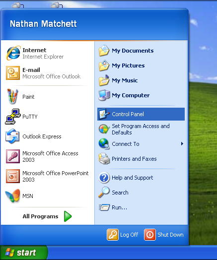 Windows XP Start Menu Button