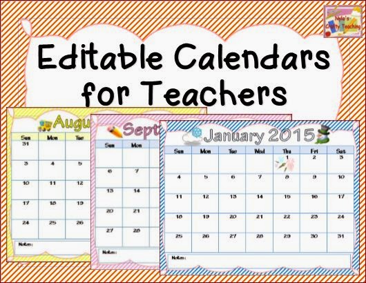 2015 Calendar Printable Editable for Teachers