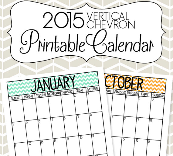 2015 Vertical Calendar Printable