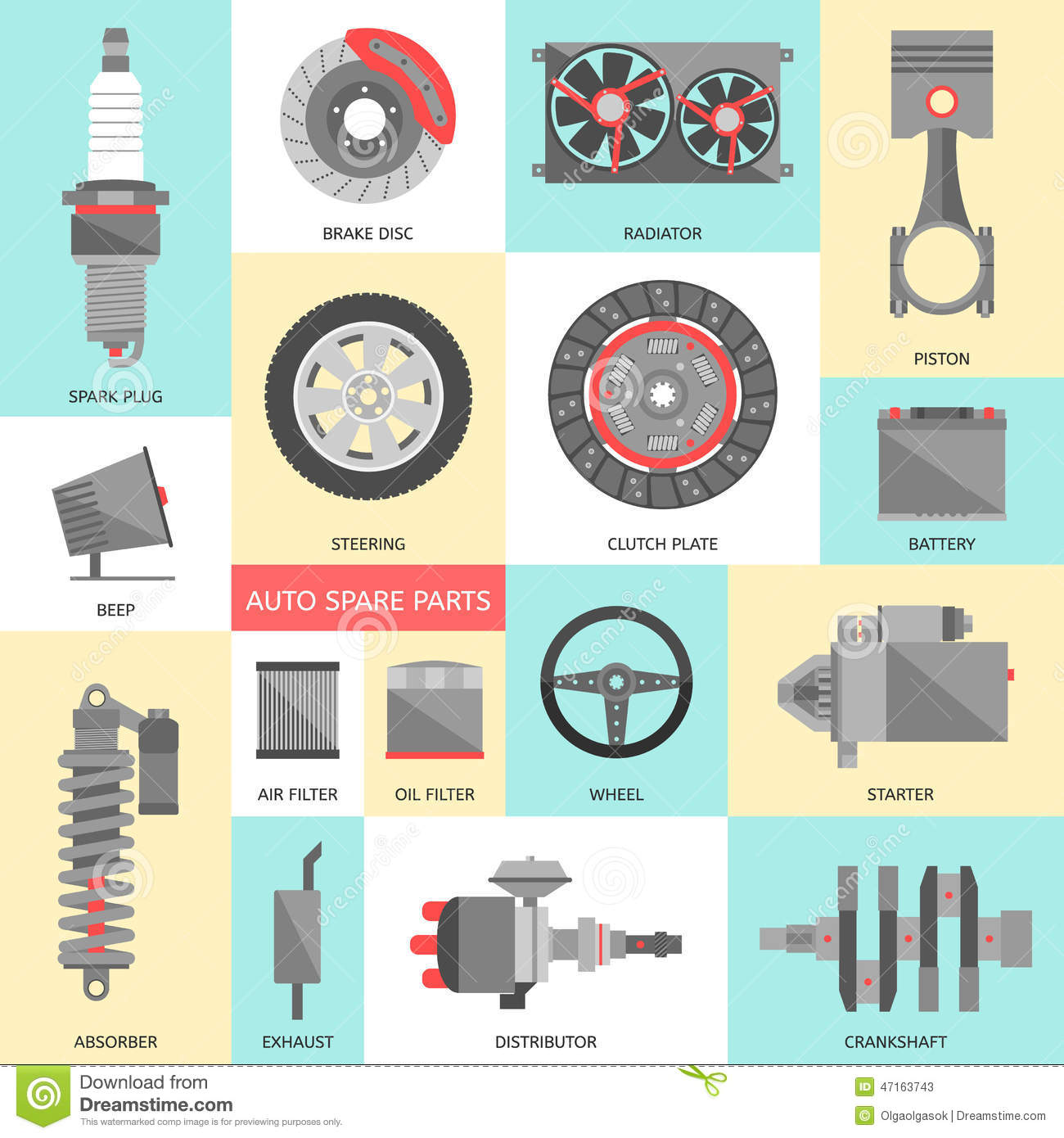 Auto Repair Flat Icons