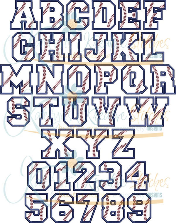 Baseball Applique Font