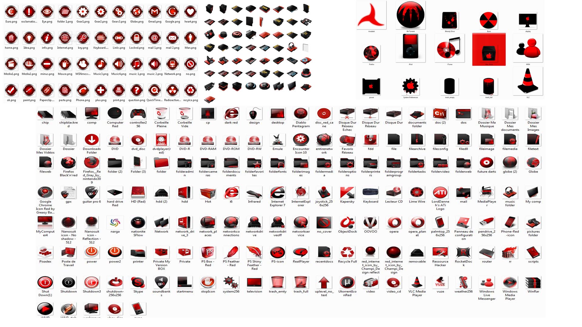 Black and Red Icons