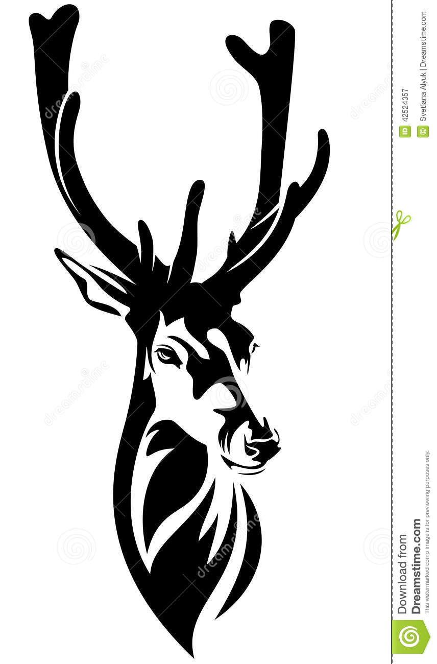 Black and White Deer Head Outline