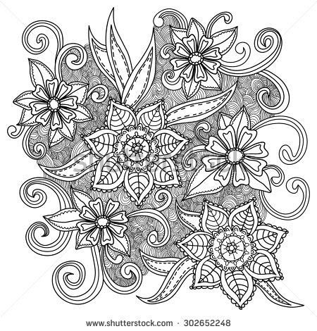 Black and White Doodle Art Flowers