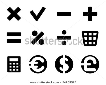 Black and White Math Symbols