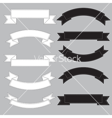 Black and White Ribbon Banner Vector
