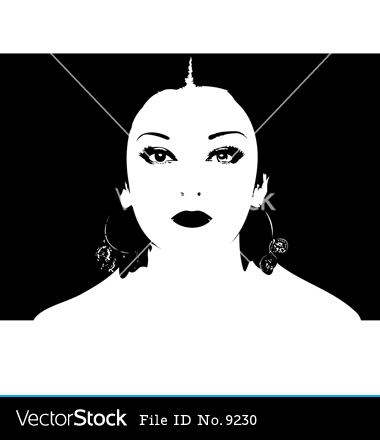 Black and White Vector Woman Face