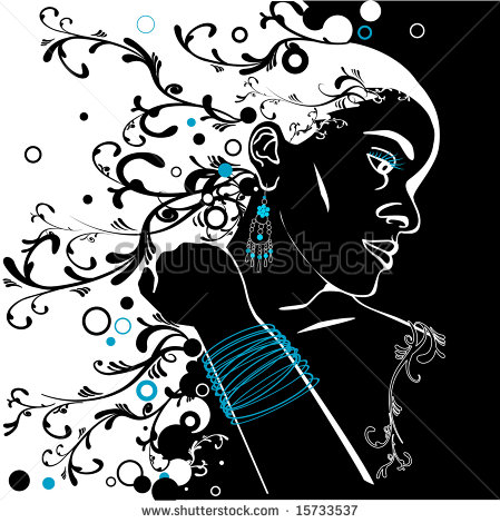 Black and White Vector Woman Face