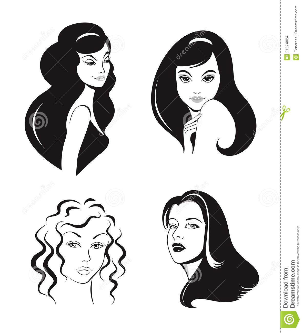 Black and White Vector Woman Face