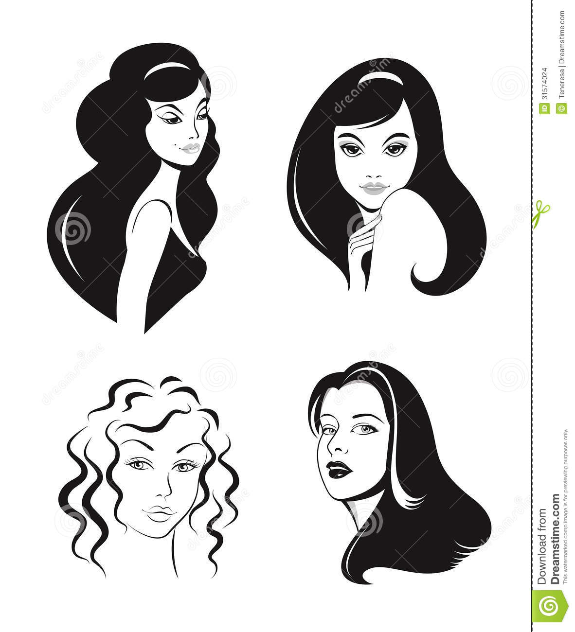 Black and White Vector Woman Face Black and White Vector Woman Face