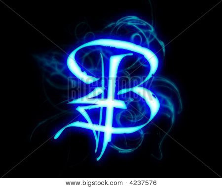 Blue Flame Magic Font Letter B