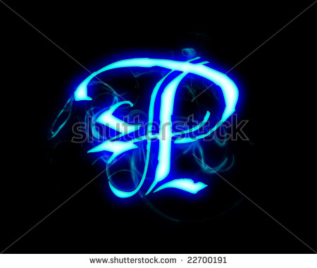 Blue Flame Magic Font Letter I