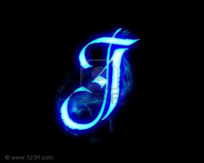 Blue Flame Magic Font Letter J