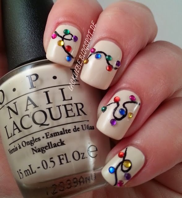 Christmas Lights Nail Art